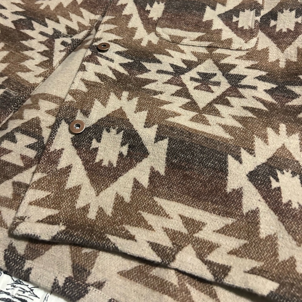 Brown Western Aztec Jacket Geometric Patterned Shacket NEW - Picture 2 of 7
